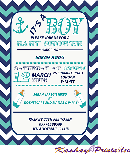 Nautical Baby Shower Invitation - Invitation (675x675), Png Download