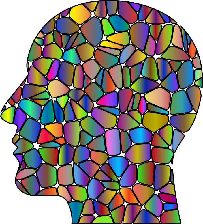 Man Head Tiles Polyprismatic Var - Stained Glass (704x776), Png Download