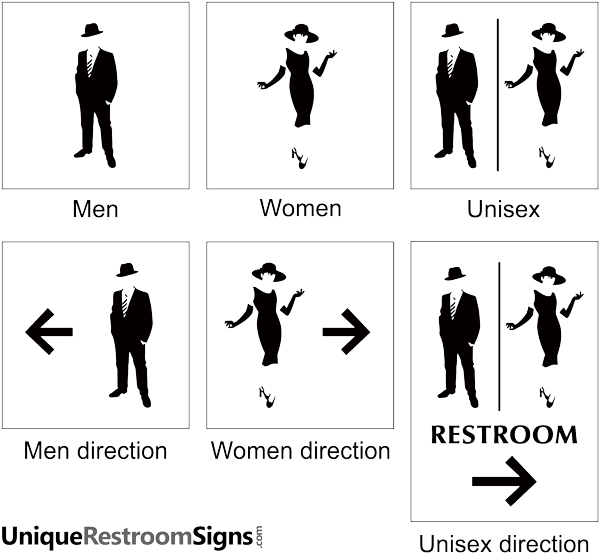 Vintage Restroom Sign Template - Silhouette (600x554), Png Download
