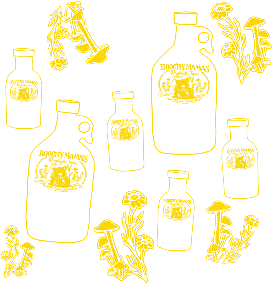 Boochymamabottles-01 - Glass Bottle (1000x1000), Png Download