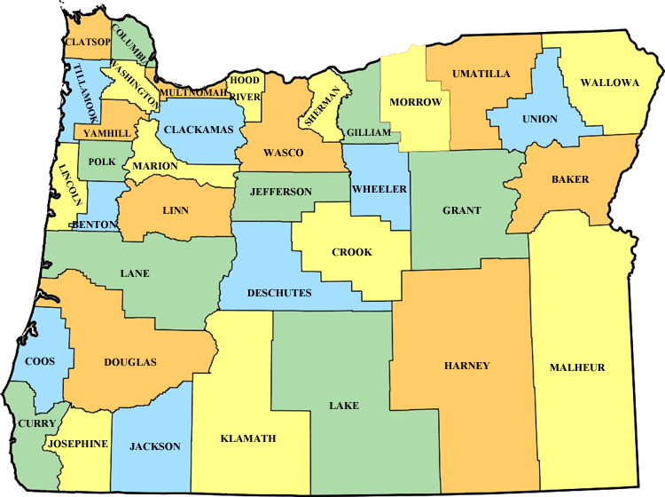 Oregon County Map Related Keywords Amp Suggestions - Lane County Oregon (750x560), Png Download