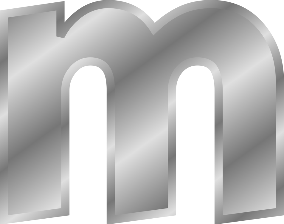 Letter Case Greek Alphabet M - Silver Letter M Png (953x750), Png Download