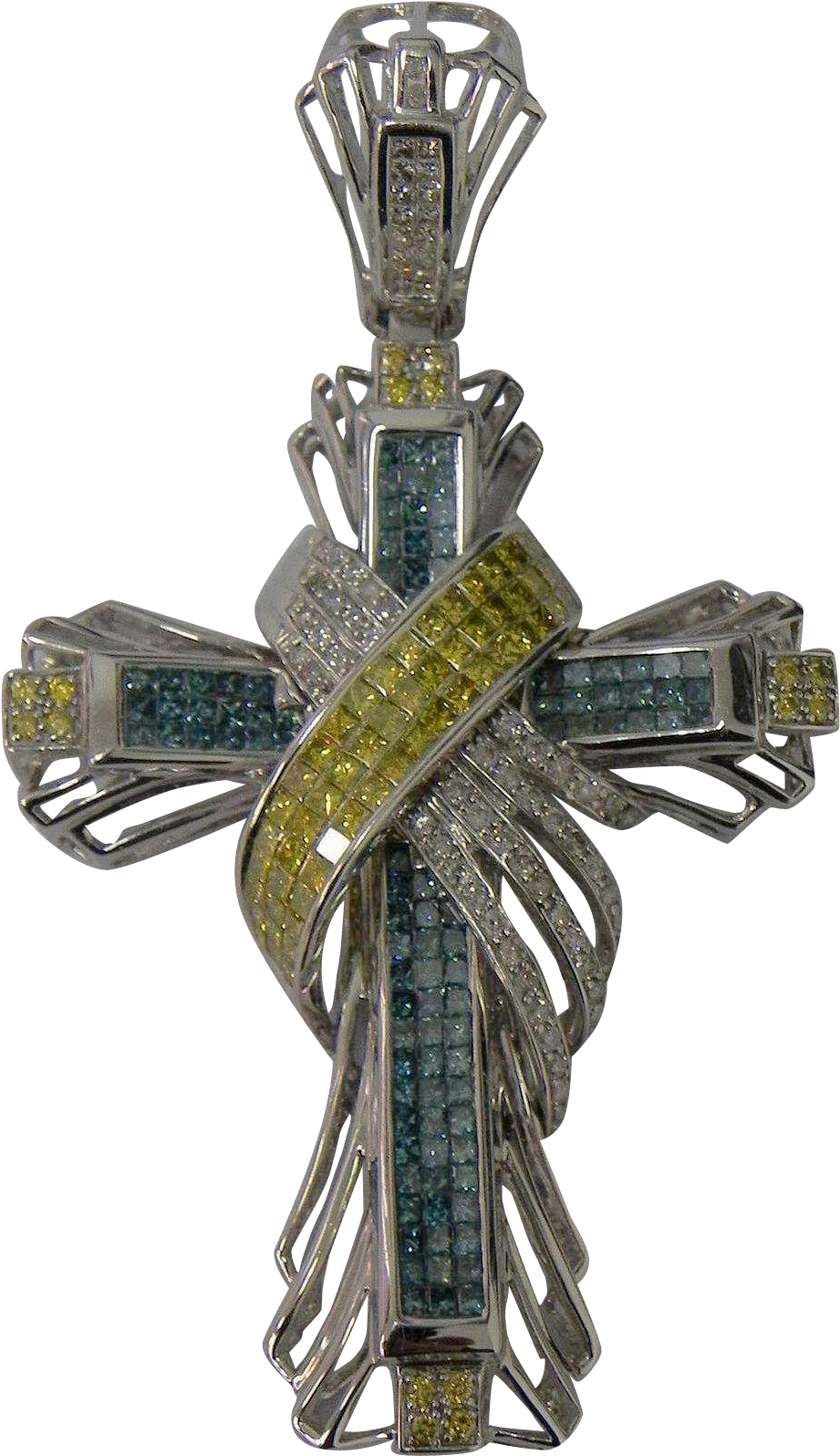 Spectacular Large Cross Pendant With Fancy Colored - Pendant (1595x1595), Png Download