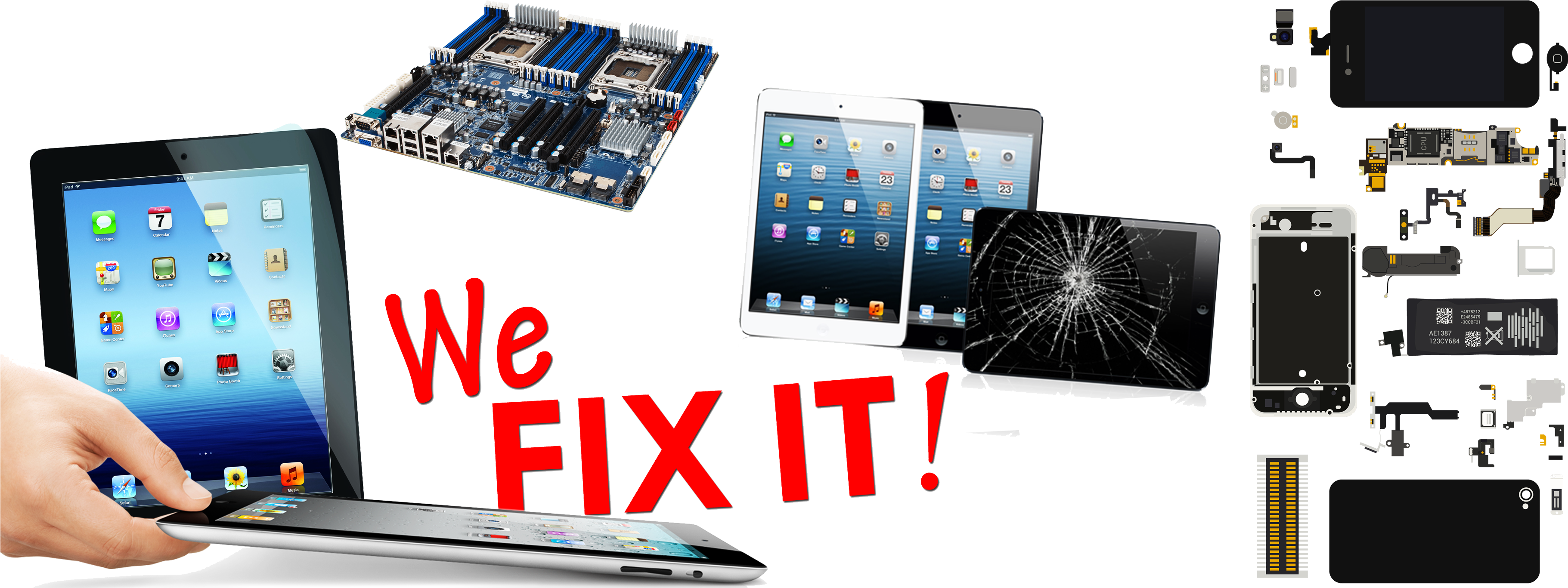 Cell Phone Repair - Ipad 2 (3745x1374), Png Download