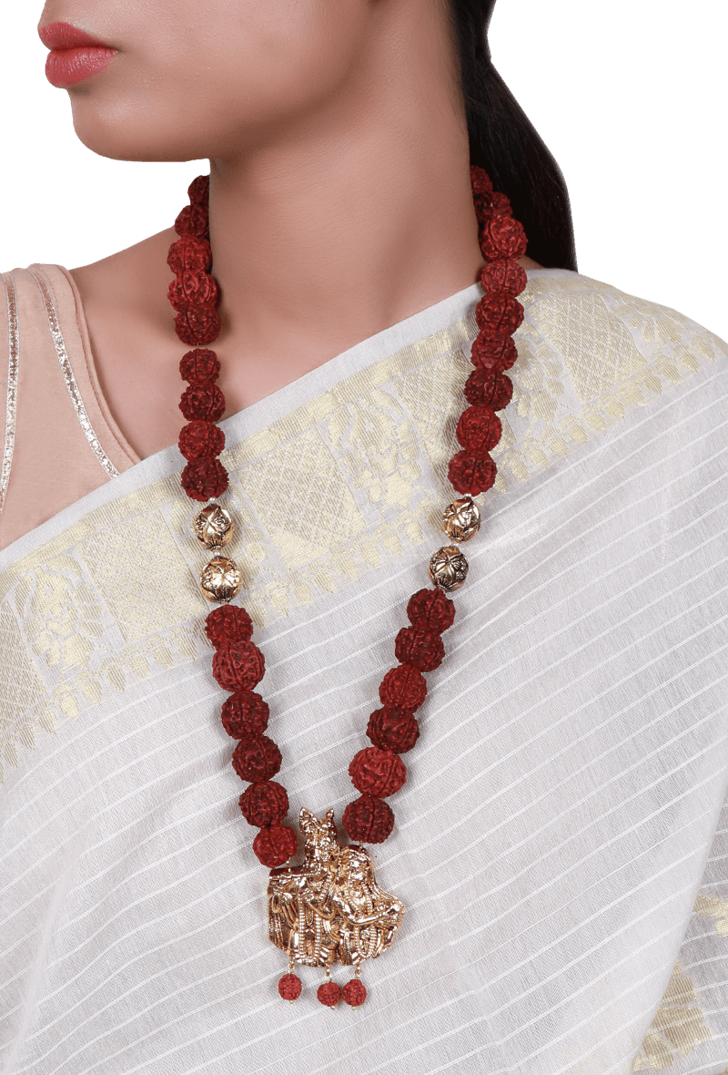 Buy Radha Krishna Rudraksh Gold Plated Necklace And - Jewellery In Radha Krishna (800x1180), Png Download