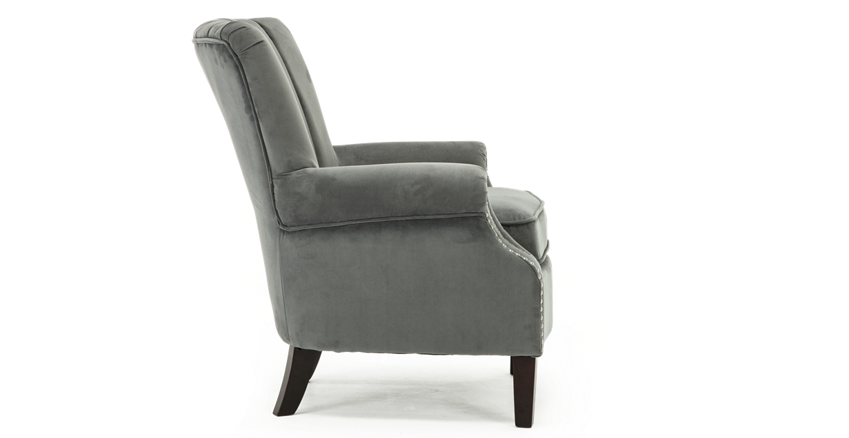 Orlenca Accent Chair In Grey Velvet Img - Club Chair (1270x635), Png Download