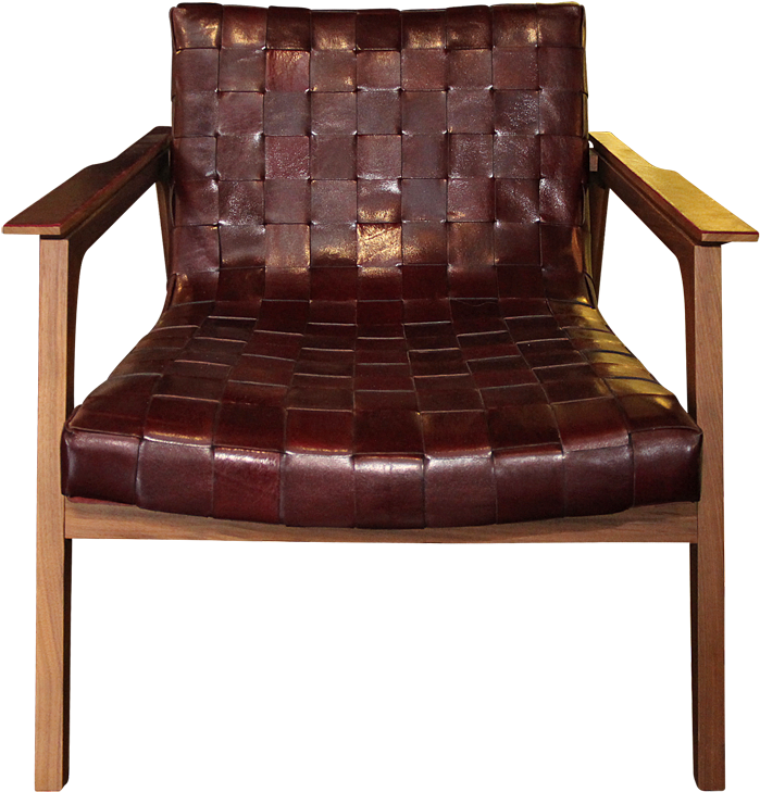 Designlush Rue Braided Leather & Walnut Lounge Chair - Chair (1200x800), Png Download
