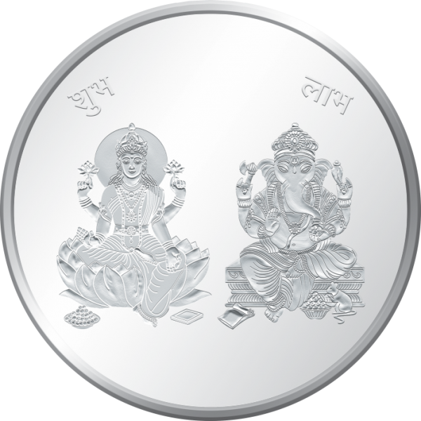 Moah Coin Of Lakshmi Ji & Lord Ganesh, 999 Purity, - Illustration (600x600), Png Download