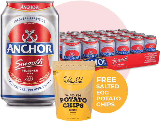 1 Carton Free Potato Chips - Anchor Beer Malaysia (700x700), Png Download