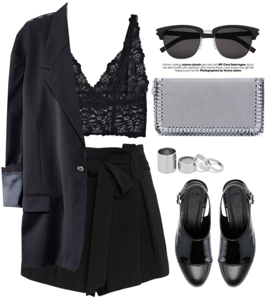 Fashion Shorts Clothing Black Suit With Women Clipart - Fashion (600x600), Png Download