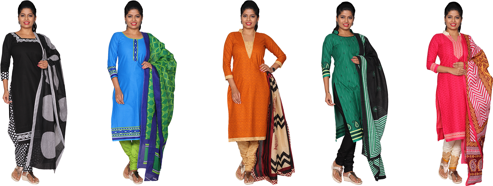 Rincy 5 Cotton Unstitched Dress Material - Silk (2500x658), Png Download