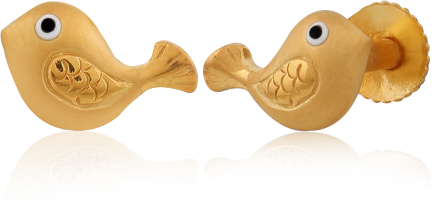 Adorable Golden Fish Earrings - Wood (1000x1000), Png Download