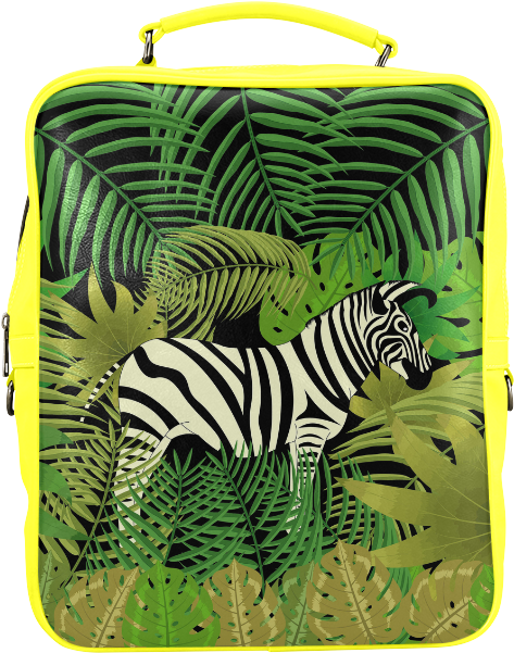 Psylocke Leather Hiking Backpack With Zebra Banana - Zebra In The Jungle (800x800), Png Download