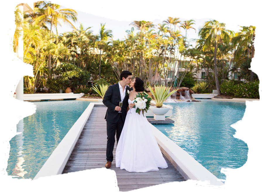Married Couple At Resort - Wedding Reception (912x718), Png Download