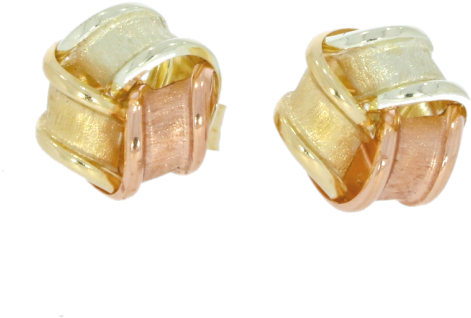 9ct Yellow Gold Sateen Finished Tri Colour Knot Earrings - Earrings (800x442), Png Download