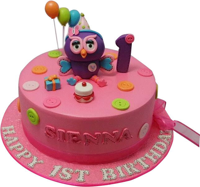 Pink Owl Cake Png (683x685), Png Download