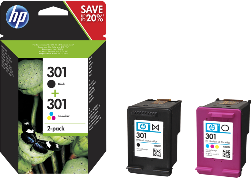 Hp 301 Ink Cartridge Combo 2-pack - Hp 301 Cartridge India (800x601), Png Download