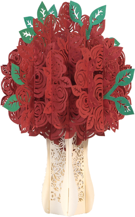 Roses Valentines Day Pop Up Card - Artificial Flower (1260x720), Png Download