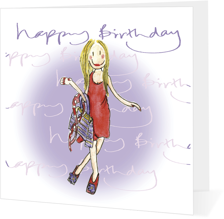 Happy Birthday Glamour Girl With Handbag - Happy Birthday Glamour Girl (750x750), Png Download