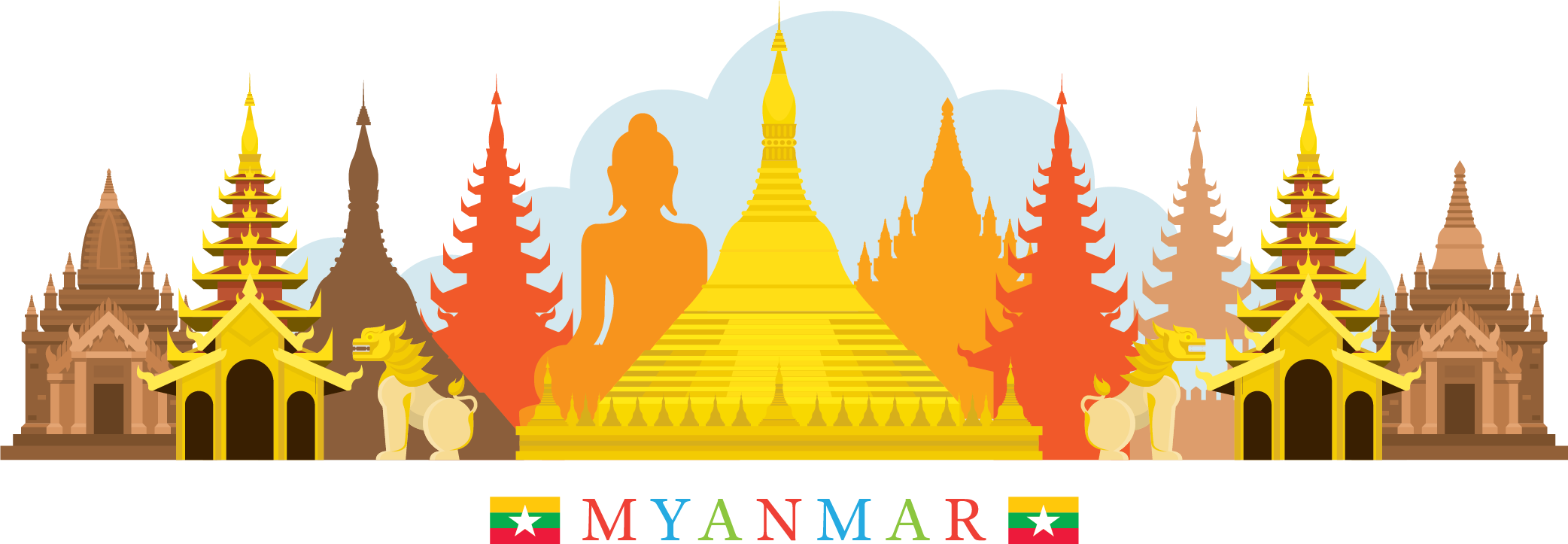 My Mon - Myanmar Skyline (2084x723), Png Download