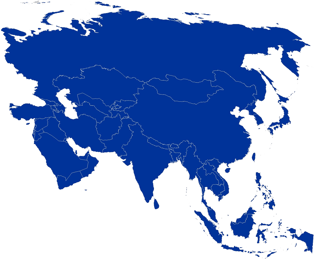 Stars And Stripes - Asia Continent (1092x907), Png Download