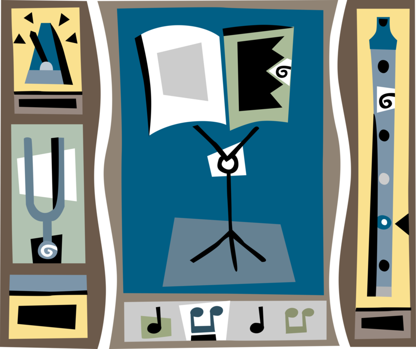 Vector Illustration Of Musician's Music Stand With - Illustration (834x700), Png Download