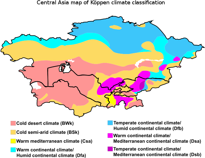 Central Asia Map Of Köppen Climate Classification - Koppen Climate Classification Jamaica (720x600), Png Download