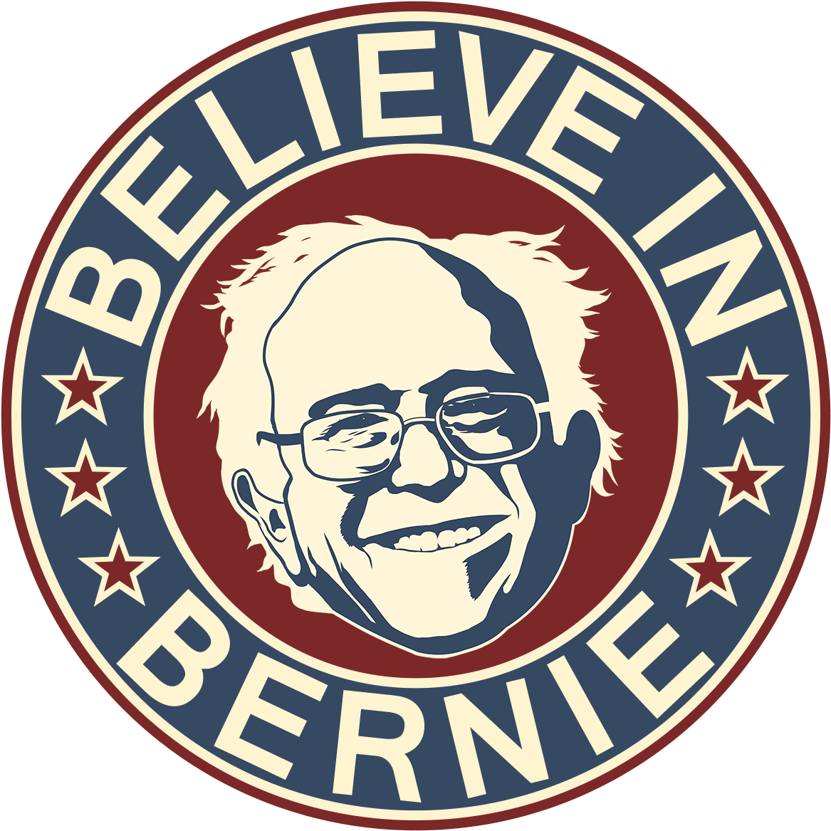 "believe In Bernie" Bernie Sanders Vintage-style Campaign - Circle (1200x1200), Png Download