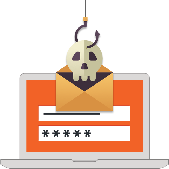 Illustration Of Skull In A Folder Over A Laptop Computer - Graphic Design (684x651), Png Download