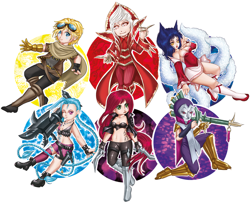 #ahri #vladimir #ezreal #jinx #katarina #jhinpic - Cartoon (877x725), Png Download