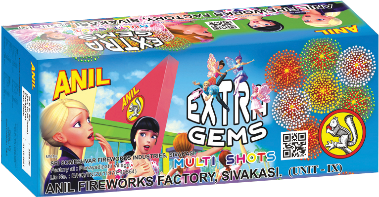 Extra Gems (60 Shots With 5 Colours) - 510 Shot Crackers Rate (1241x652), Png Download