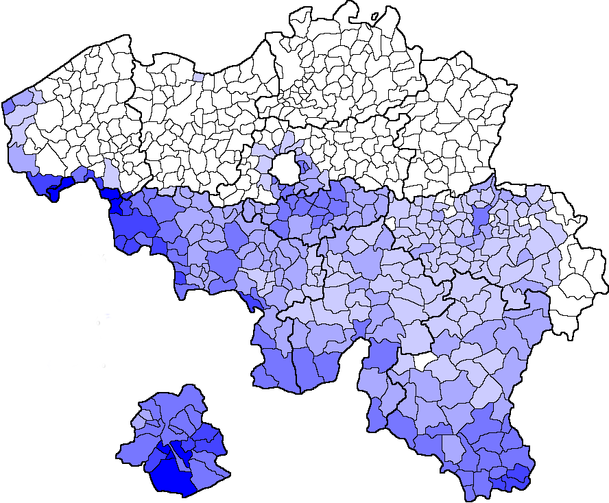 Percentage Fransen Per Belgische Gemeente - Main Cities In Belgium (888x734), Png Download