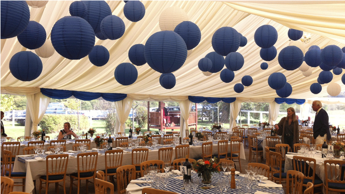 Paper Lantern Decoration With Led Lights And Balloons - Wedding Reception (700x879), Png Download