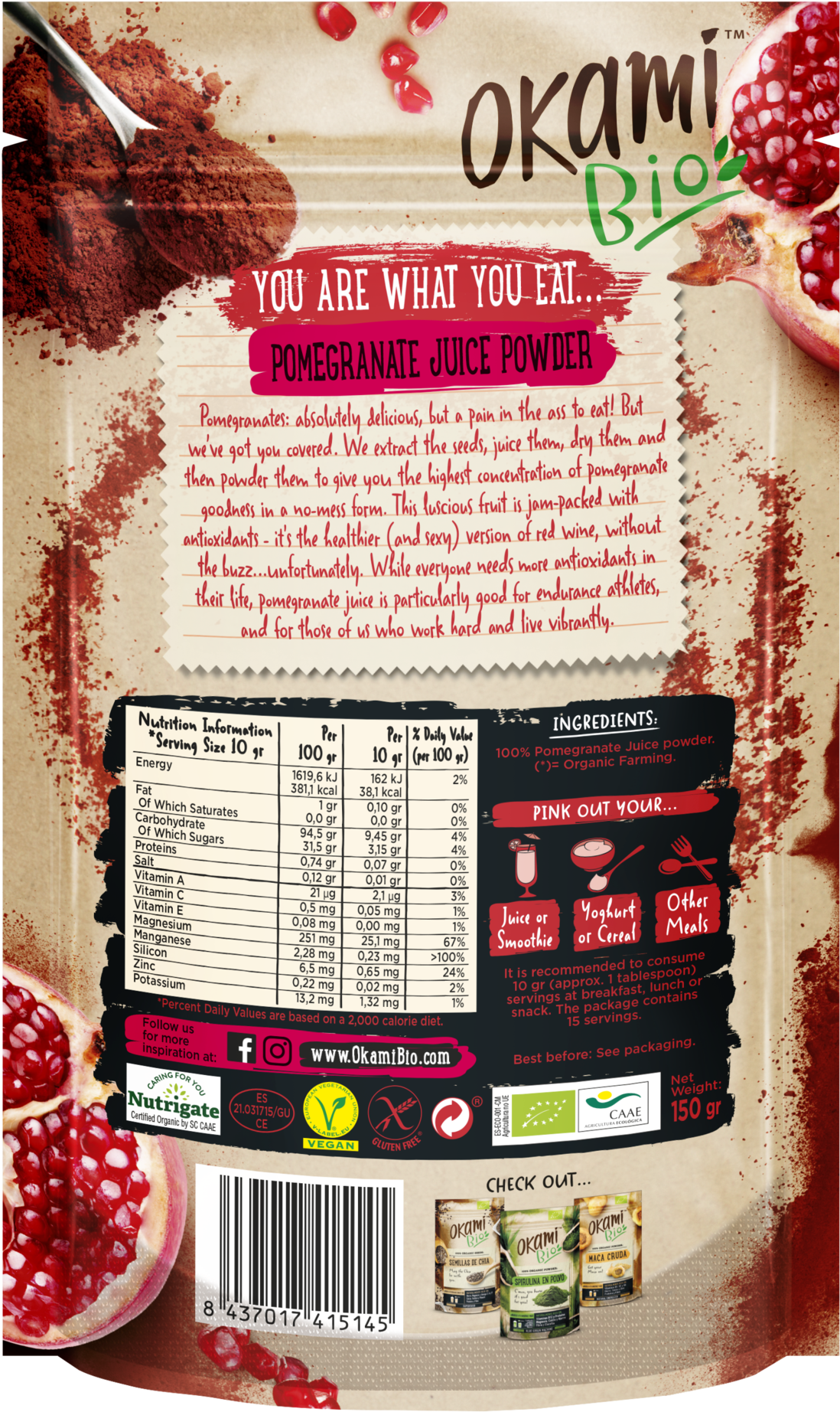Organic Pomegranate Juice Powder Mix - Superfood (1723x2000), Png Download