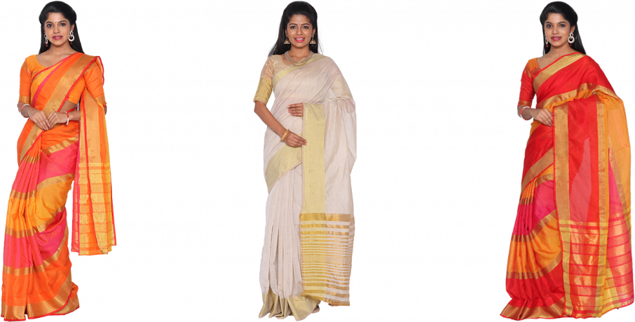 Sameena 3 Silk Cotton Saree Collection - Sari (906x459), Png Download