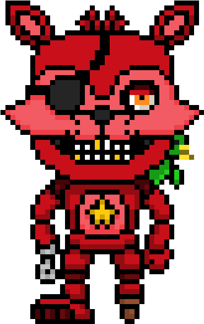 Rockstar Foxy - Fnaf Foxy Pixel Art (490x690), Png Download