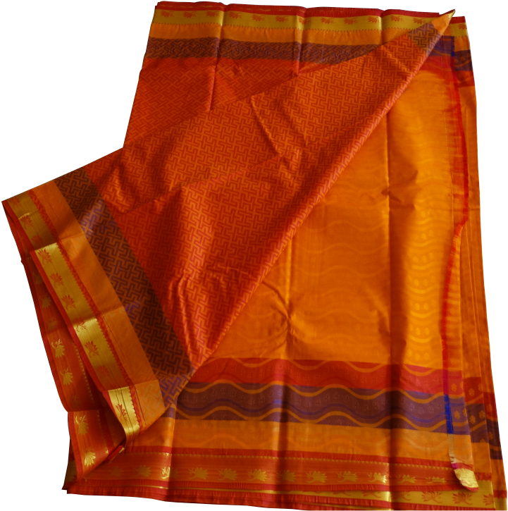 Art Silk Saree With Contrast Blouse - Silk (800x800), Png Download