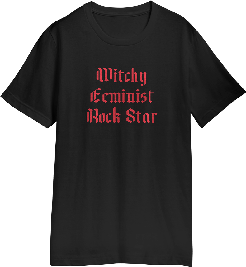 Witchy Feminist Rock Star T-shirt - Active Shirt (1140x975), Png Download