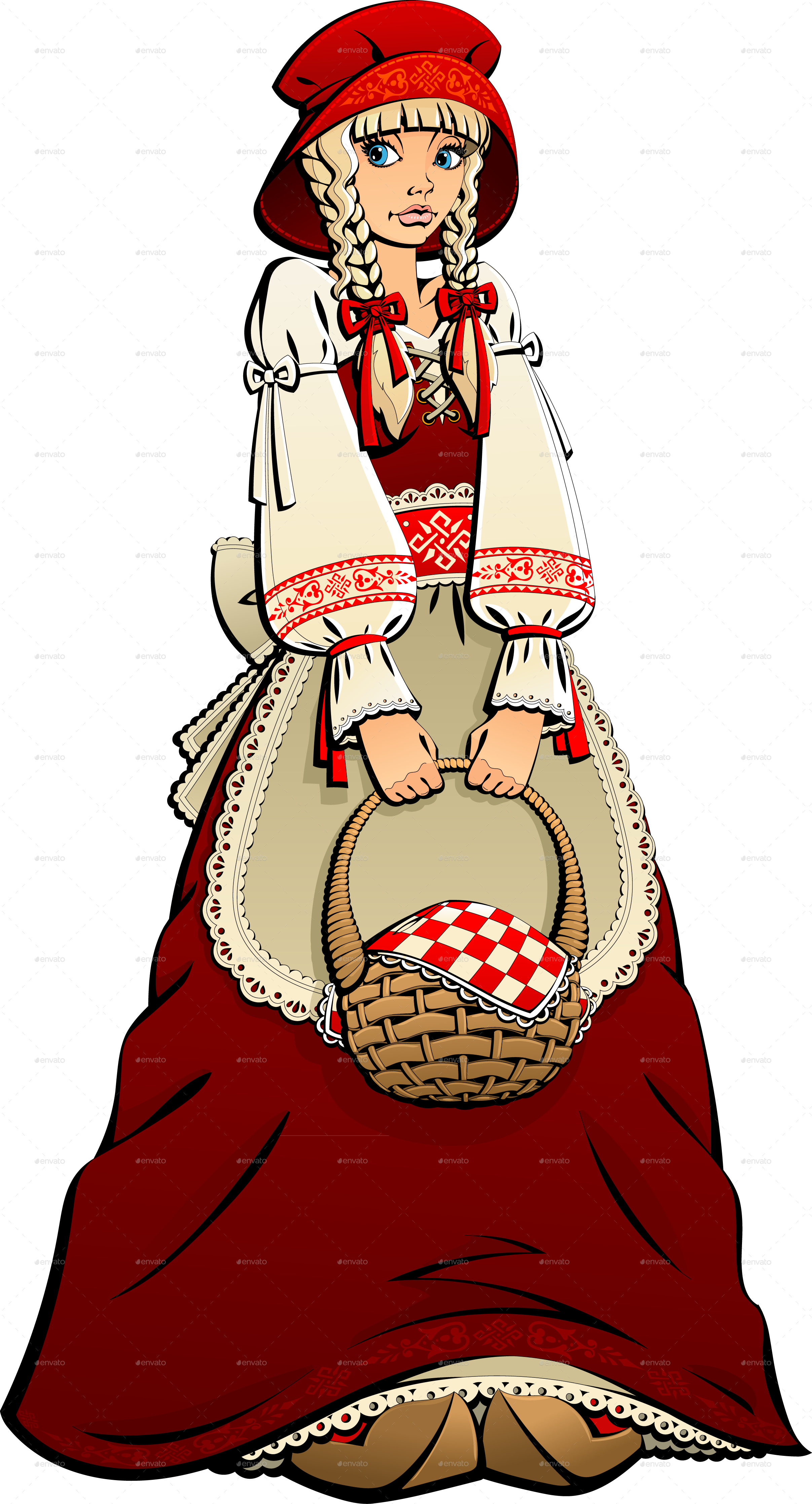 Little Red Riding Hood - Крестьянские Дети Иллюстрации (2414x4469), Png Download