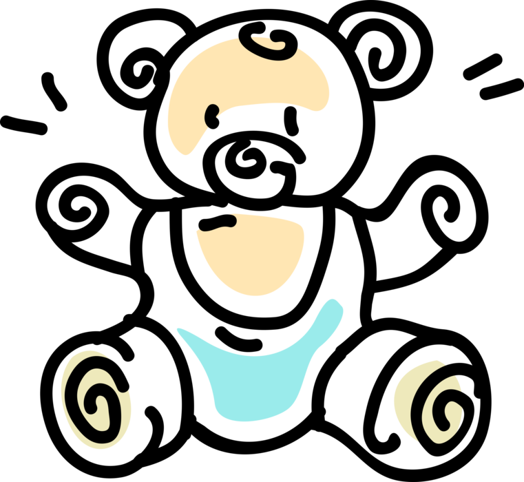 Vector Illustration Of Child's Stuffed Animal Teddy - Cartoon (761x700), Png Download