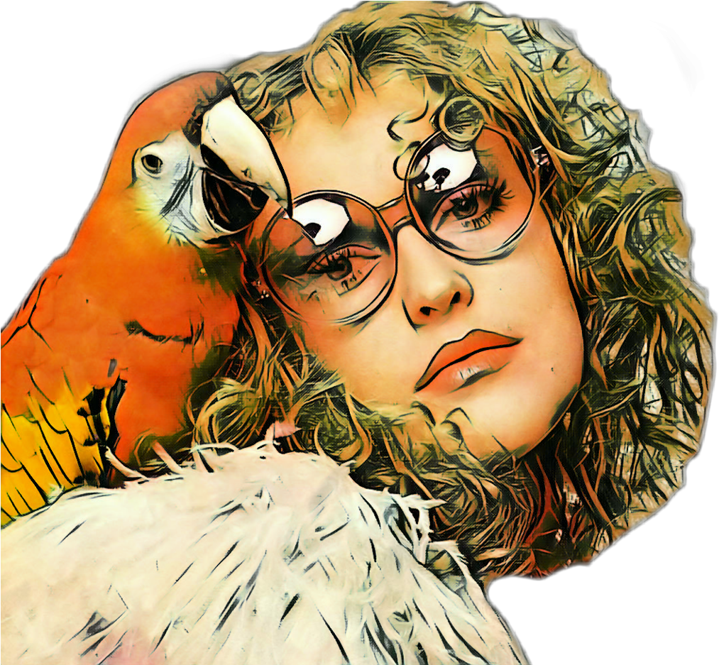 Vintage Lady Woman Retro Parrot Sunglasses Curls Curlyh - Illustration (1024x936), Png Download
