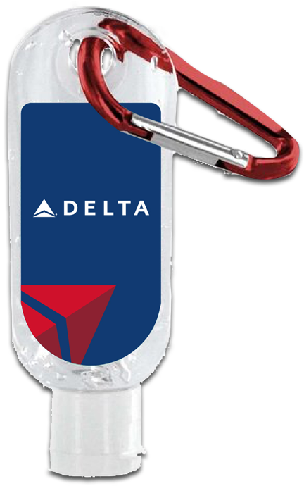 Clear Sanitizer In Clear Bottle With Carabiner - Delta Air Lines (750x750), Png Download