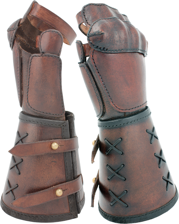 Single Leather Gauntlet-goblinsmith - Leather Gauntlets (588x735), Png Download
