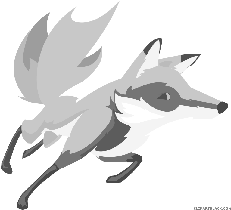 Fox Animal Free Black White Clipart Images Clipartblack - Fox On Fire Cartoon (767x698), Png Download