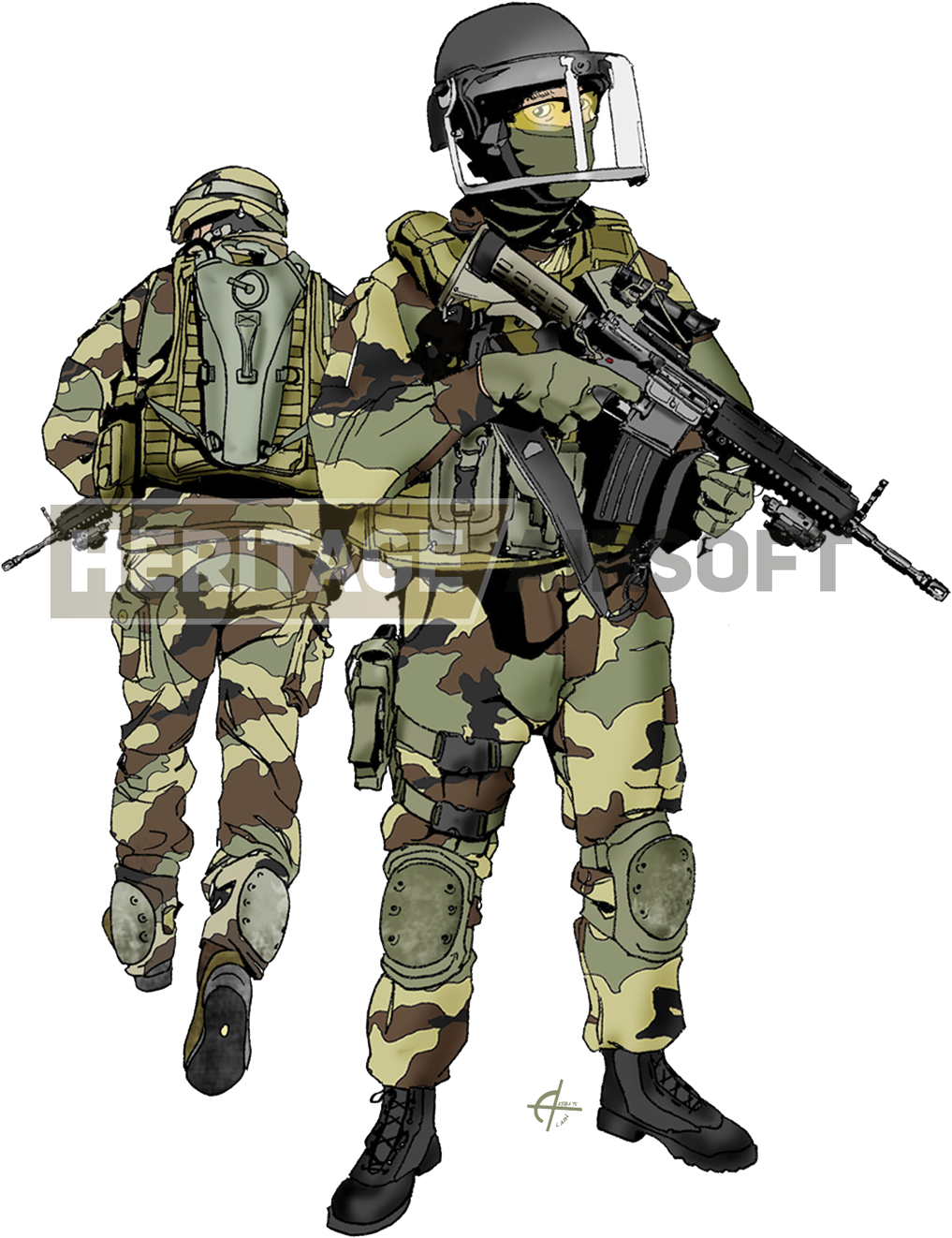French Airborne Marines - Best Airsoft Uniform (1129x1567), Png Download