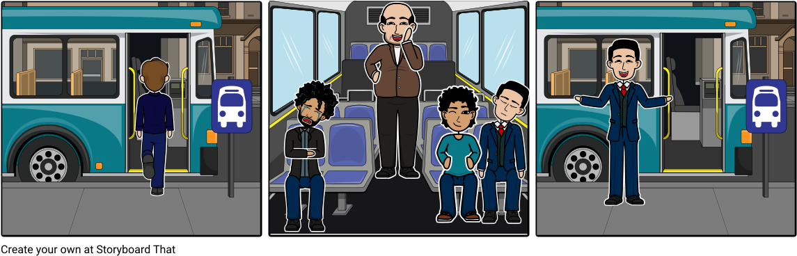 Suit Guy On Bus - Descripcion De Una Situacion (1164x385), Png Download