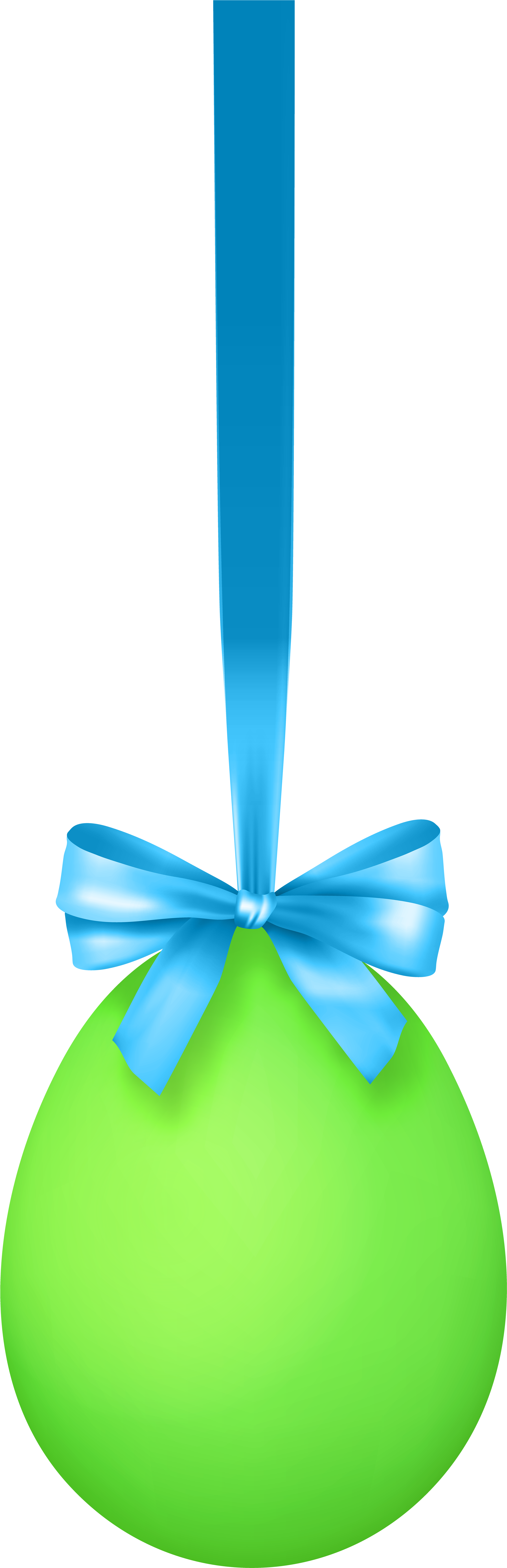 Green Hanging Easter Egg With Bow Transparent Clip - Satin (2765x8000), Png Download