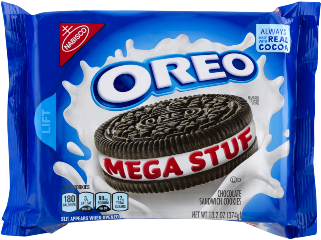 Buy Nabisco Oreo Mega Stuf Chocolate Sandwich Cookies - Mega Stuffed Oreos (640x640), Png Download