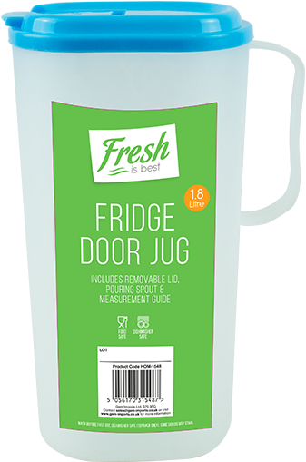 8l Plastic Fridge Door Jug & Lid For Juice, Milk, Water - Water Bottle (800x620), Png Download