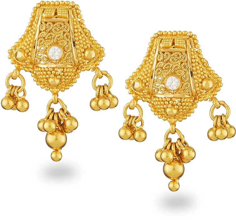 22ct Gold Filigree Earrings - Earrings (1000x1000), Png Download